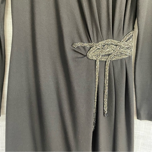 Lafayette 148 Beaded Embellished Waist Long Sleeve Dress Black Sz 4 - Picture 3 of 10